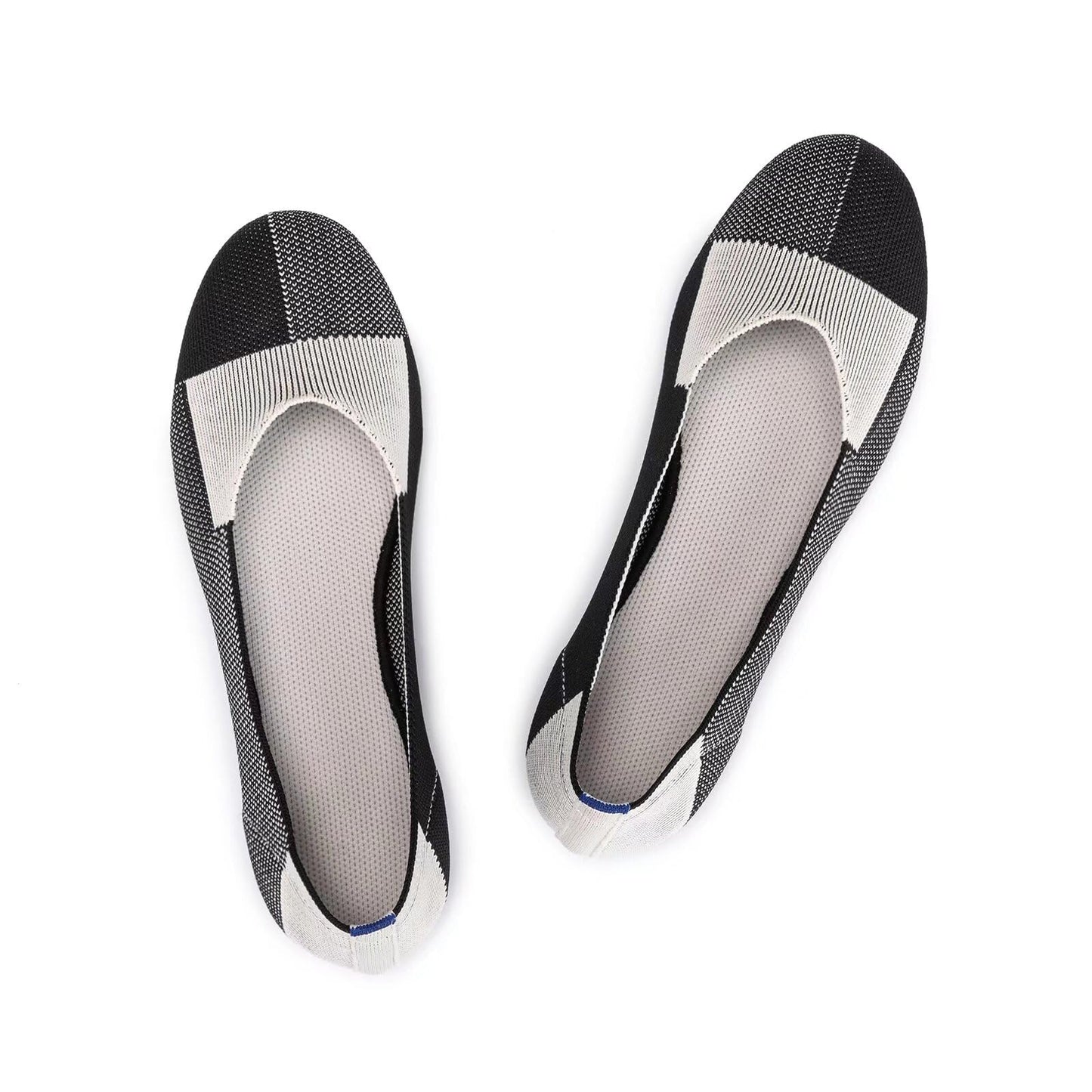 Frank Mully Women’s Ballet Flat Shoes Knit Dress Shoes Round Toe Slip On Ballerina Flats for Woman Low Wedge Comfort Soft