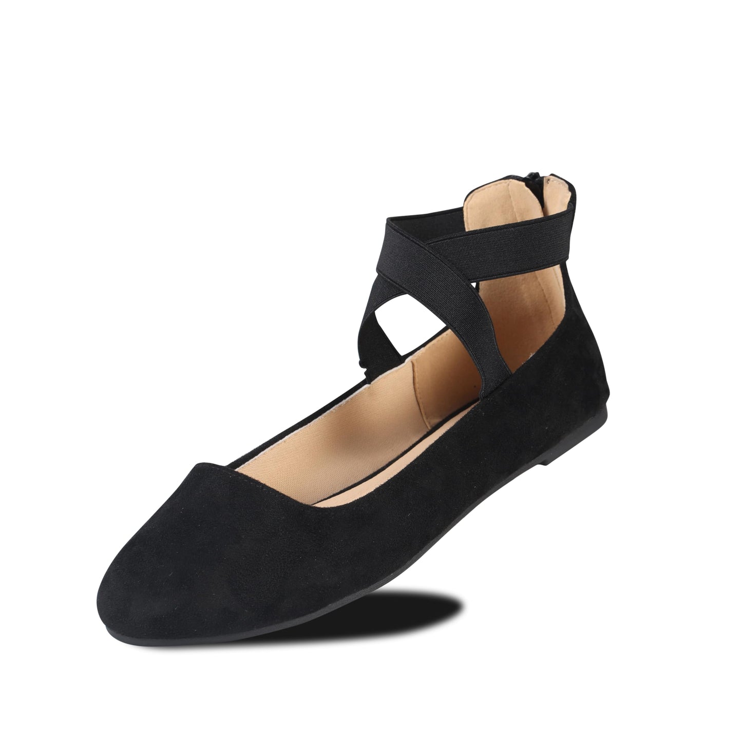 EMMA NEW YORK Ankle Strap Flats for Women | Foam Cushioned Insole, Criss Cross Elastic Strap, Dressy Mary Jane Style