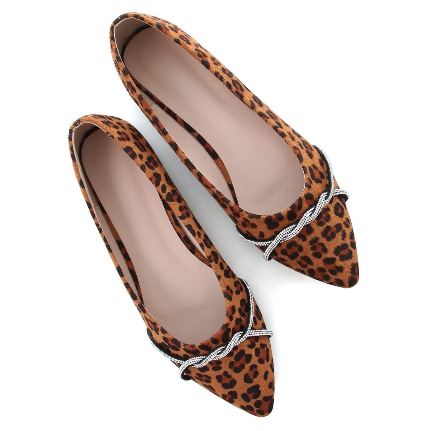 TN TANGNEST Womens Casual Flats Chain Ballet Flats | Fashion Pointed Toe Rhinestone Flats, Comfort Slip On Dress Shoes for Business Work Office Wedding Party
