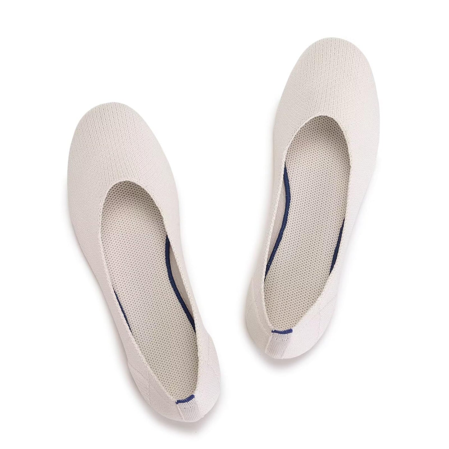 Frank Mully Women’s Ballet Flat Shoes Knit Dress Shoes Round Toe Slip On Ballerina Flats for Woman Low Wedge Comfort Soft