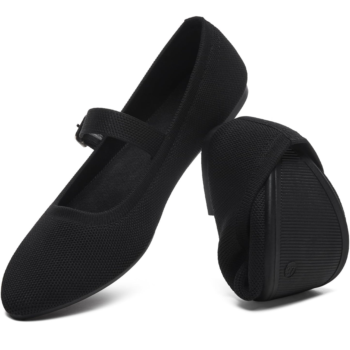 Women's Ballet Flat Mary Jane Flats Slip on Laides Dress Flats with Strap | Mary Janes Flats, Breathable knit, Adjustable buckle strap, Pointed toe, Soft & lightweight, Perfect for office & daily wear