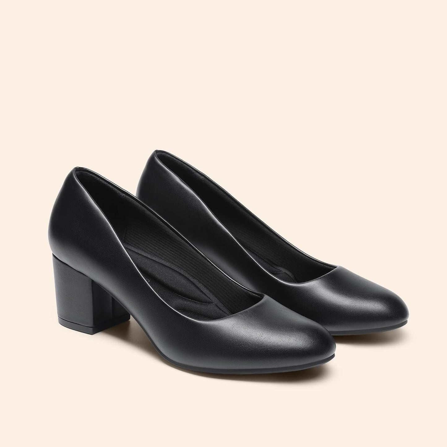 DREAM PAIRS Women's Block Heel Pumps Round Toe Dress Shoes | 2.24 inch chunky heel pumps with a 3D cushioned insole and non-slip outsole for commuting, parties and everyday wear