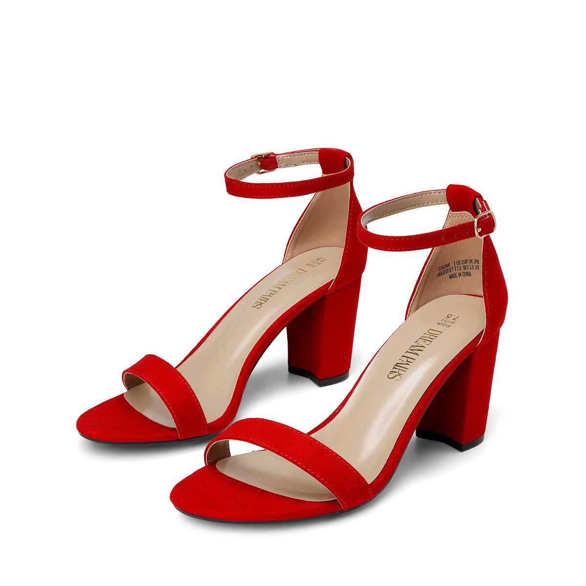DREAM PAIRS Women's Comfort Block Heel Sandals | Open Toe Adjustable Ankle Strap Chunky Dress Heels, Fashion Heeled Sandals for Prom, Wedding Guest and Formal Events