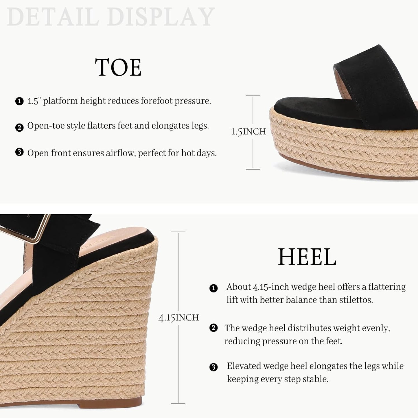 VICKI·VICKI Women's Platform Sandals Wedge Ankle Strap Open Toe Sandals