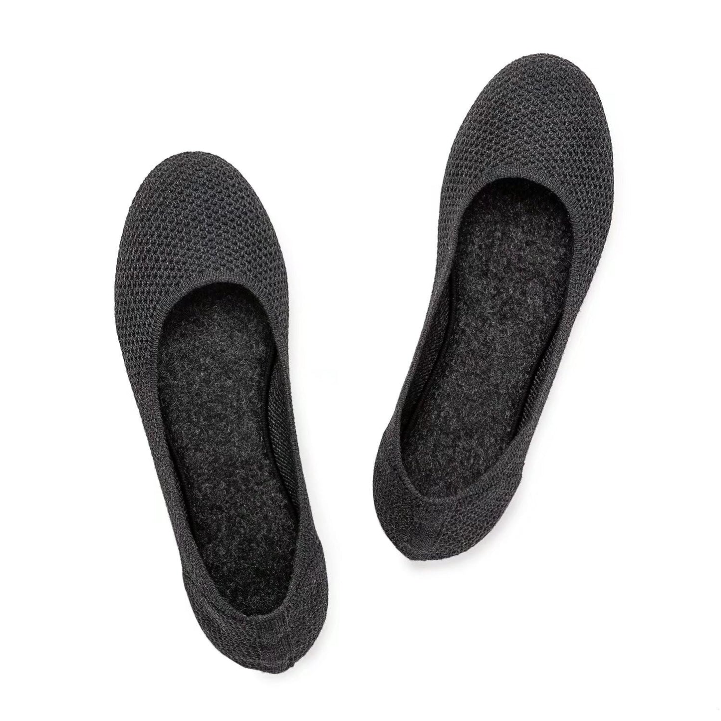 Frank Mully Women’s Ballet Flat Shoes Knit Dress Shoes Round Toe Slip On Ballerina Flats for Woman Low Wedge Comfort Soft