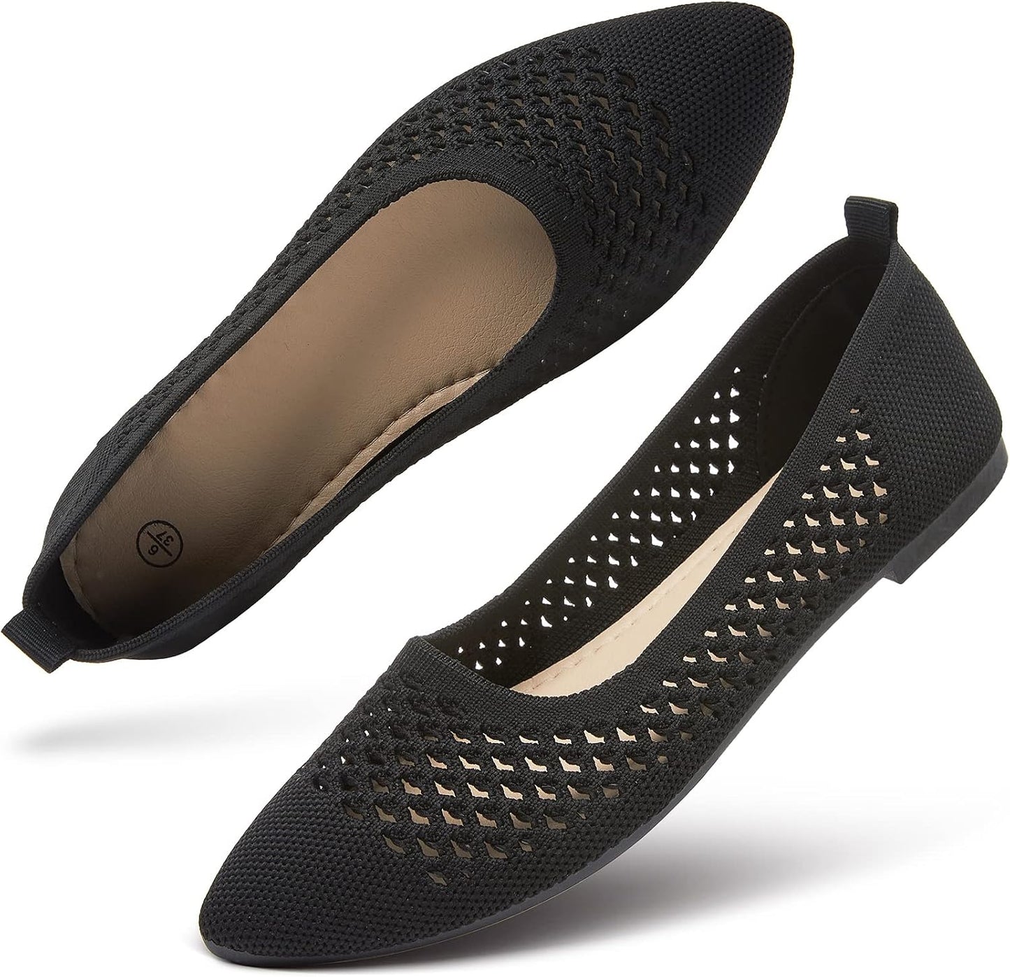 hash bubbie Women's Mesh Flats Shoes Ballet Dress Shoes | knit dressy slip on business non slip breathable casual comfortable pointed toe loafers