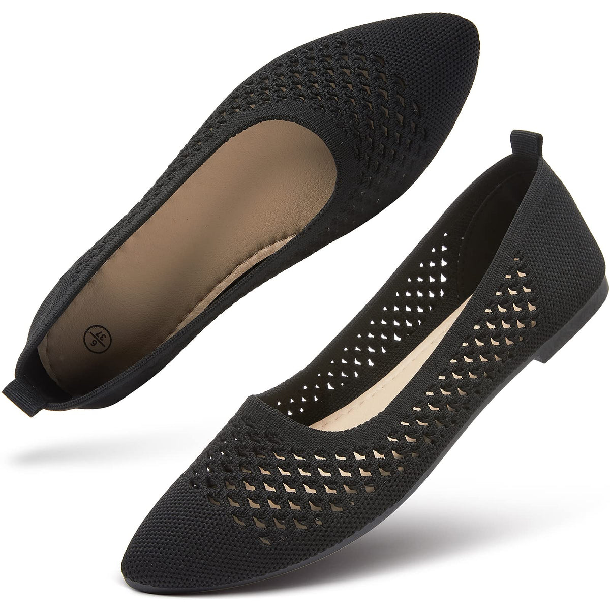hash bubbie Women's Mesh Flats Shoes Ballet Dress Shoes | knit dressy slip on business non slip breathable casual comfortable pointed toe loafers
