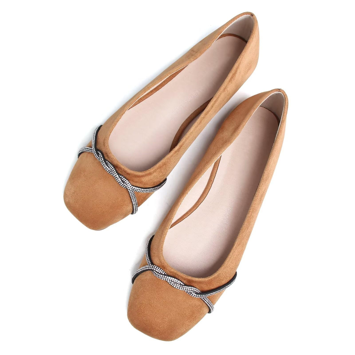 TN TANGNEST Womens Casual Flats Chain Ballet Flats | Fashion Pointed Toe Rhinestone Flats, Comfort Slip On Dress Shoes for Business Work Office Wedding Party