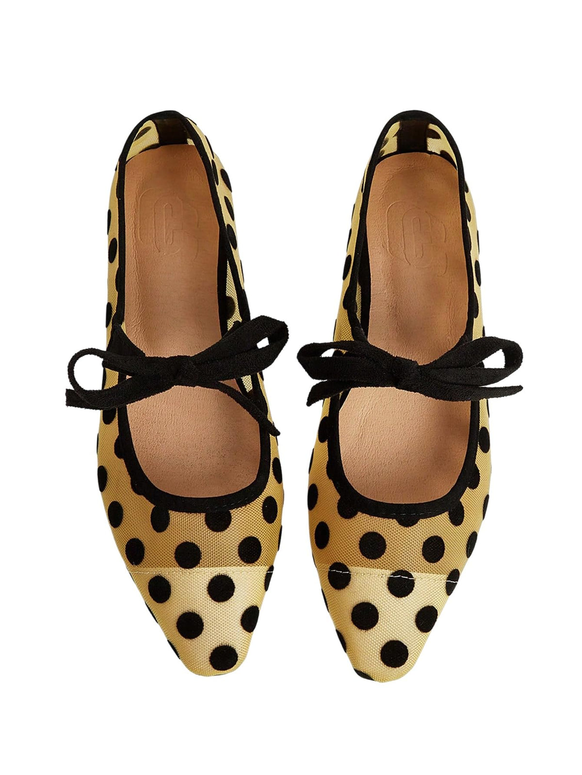 BEAUDRM Women's Polka Dots Mesh Ballet Flats Cute Lace Ballerina Flats | Closed Toe, Square Maryjane Flat, Dressy Casual Work Shoes, Leopard, Lace, Floral, Wedding