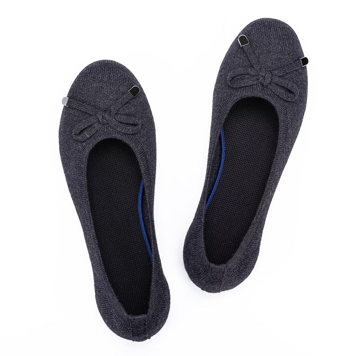 Frank Mully Women’s Ballet Flat Shoes Knit Dress Shoes Round Toe Slip On Ballerina Flats for Woman Low Wedge Comfort Soft