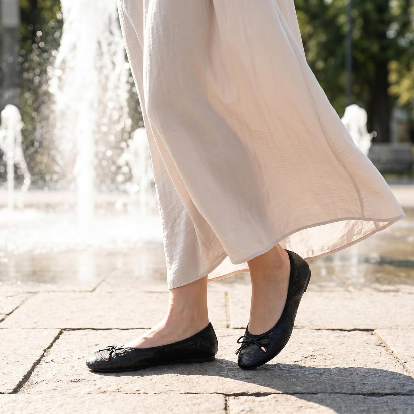 Black Foldable Flats for Women - Lightweight Slip-On Shoes with Bowknot - Travel Flats Foldable Shoes