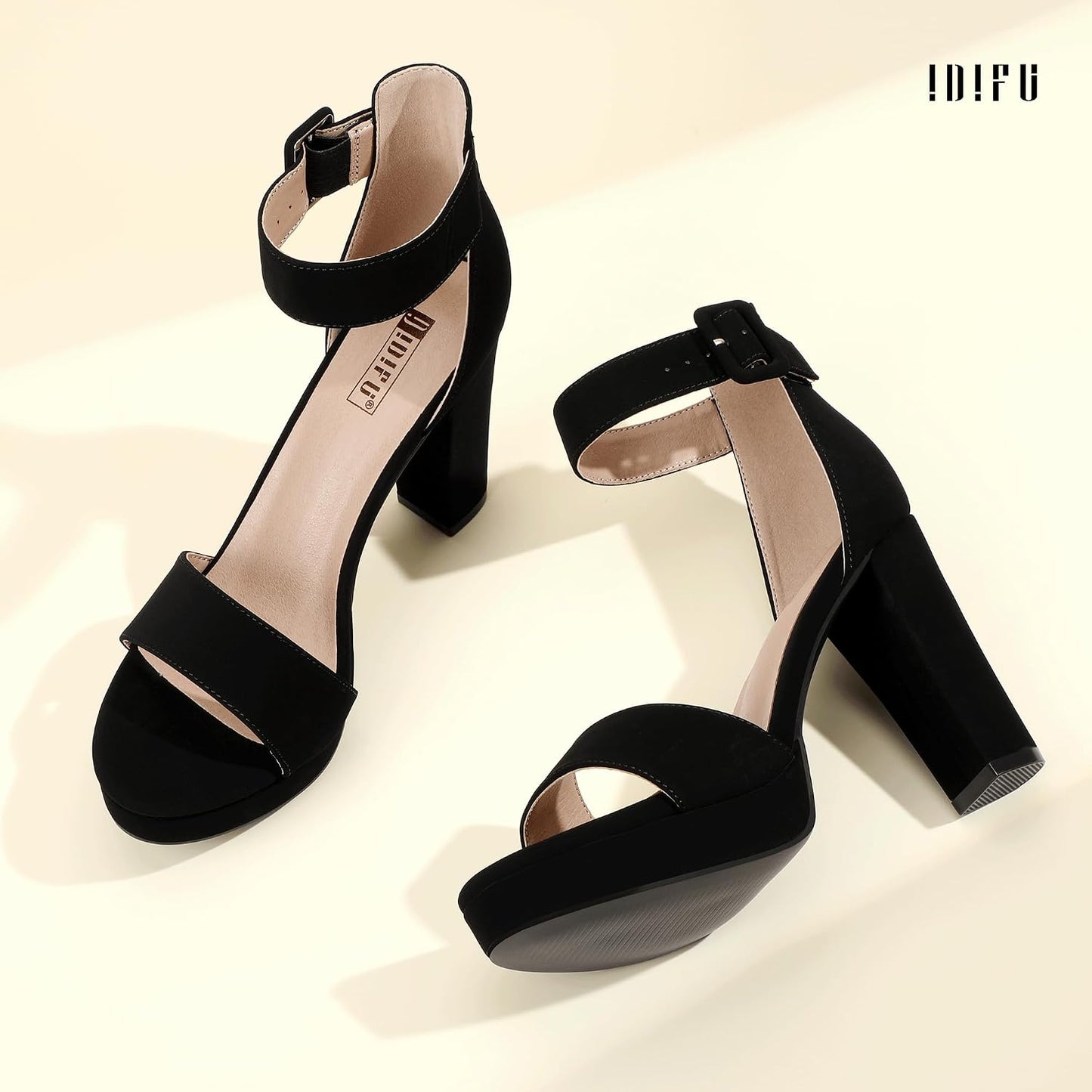 IDIFU Women's IN4 Platform Chunky High Heels | Ankle Strap Heeled Sandals Wedding Party Dress Shoes