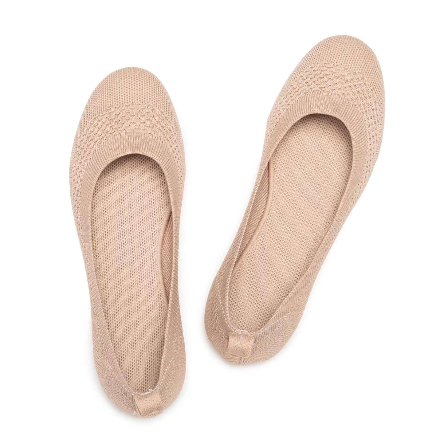 Frank Mully Women’s Ballet Flat Shoes Knit Dress Shoes Round Toe Slip On Ballerina Flats for Woman Low Wedge Comfort Soft