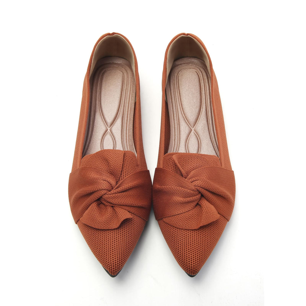 HIULYCENCE Flats for Women Pointed Toe Ballet Flats | Comfortable Knit Breathable Dressy Casual Flats with Bow for Business Work Office Walking Flat Shoes