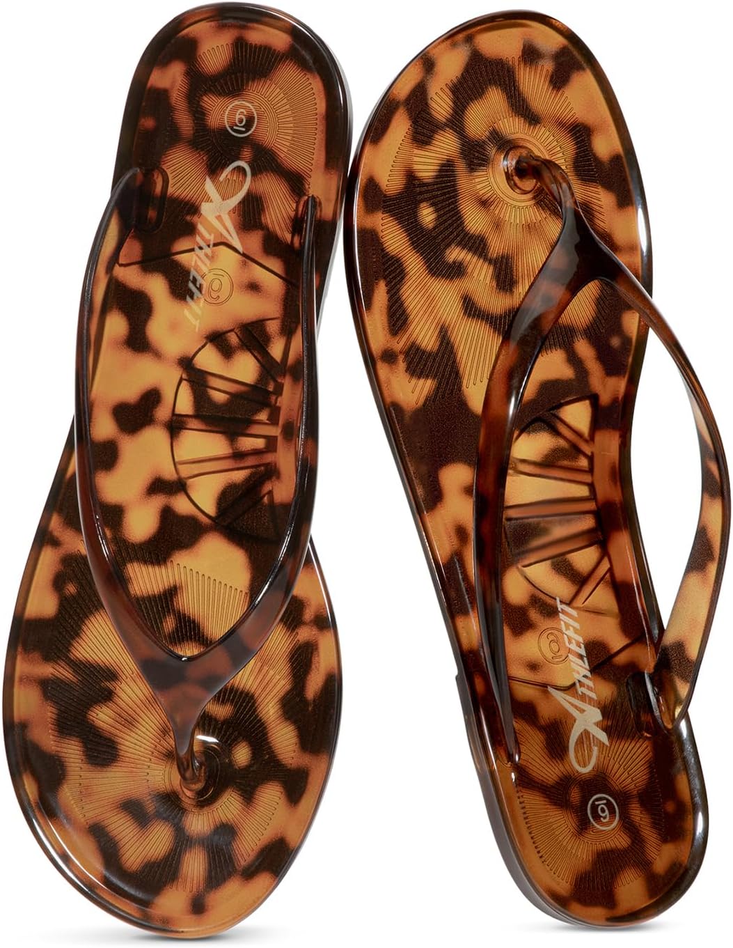 Athlefit Women's Jelly Flip Flops Summer Beach Thong Sandals | Quick-Dry Casual Beach Pool Flat Sandals,Slip On Lightweight Casual Slides,Travel Walking Cute Round Toe Jelly Shoes