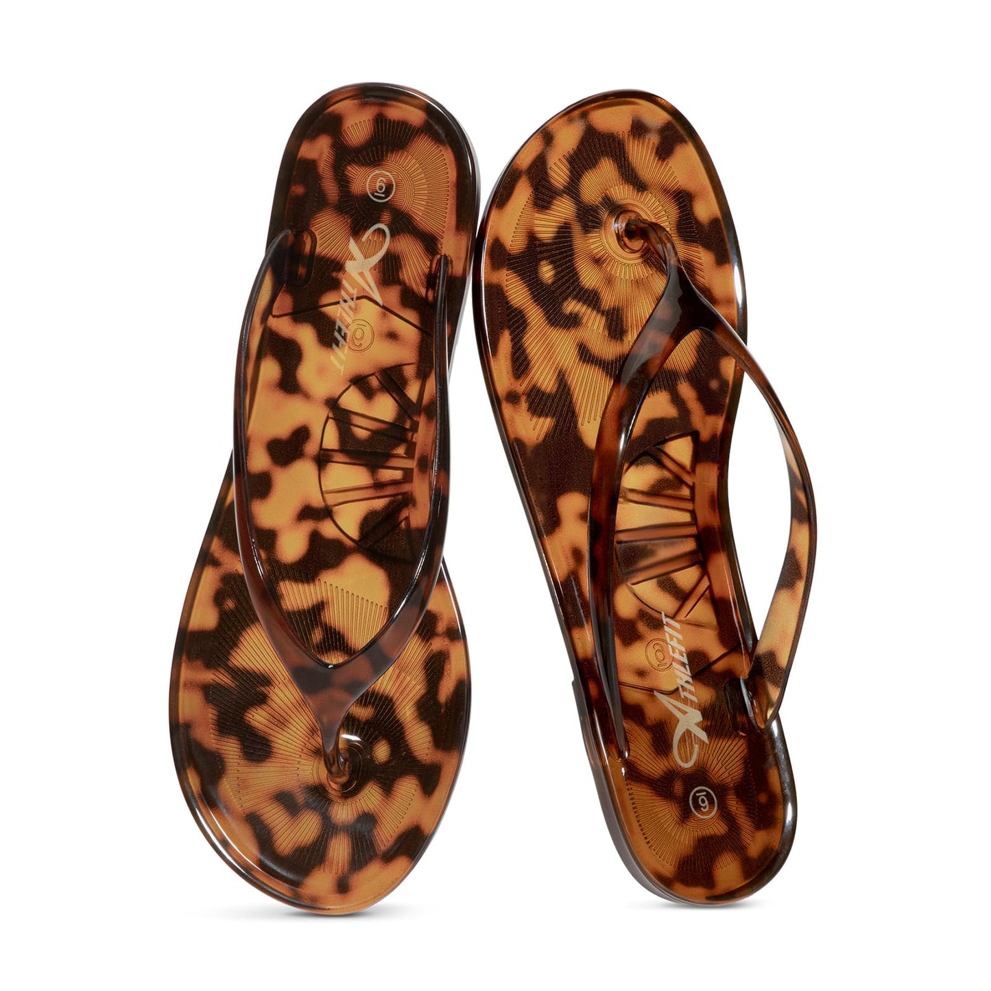 Athlefit Women's Jelly Flip Flops Summer Beach Thong Sandals | Quick-Dry Casual Beach Pool Flat Sandals,Slip On Lightweight Casual Slides,Travel Walking Cute Round Toe Jelly Shoes