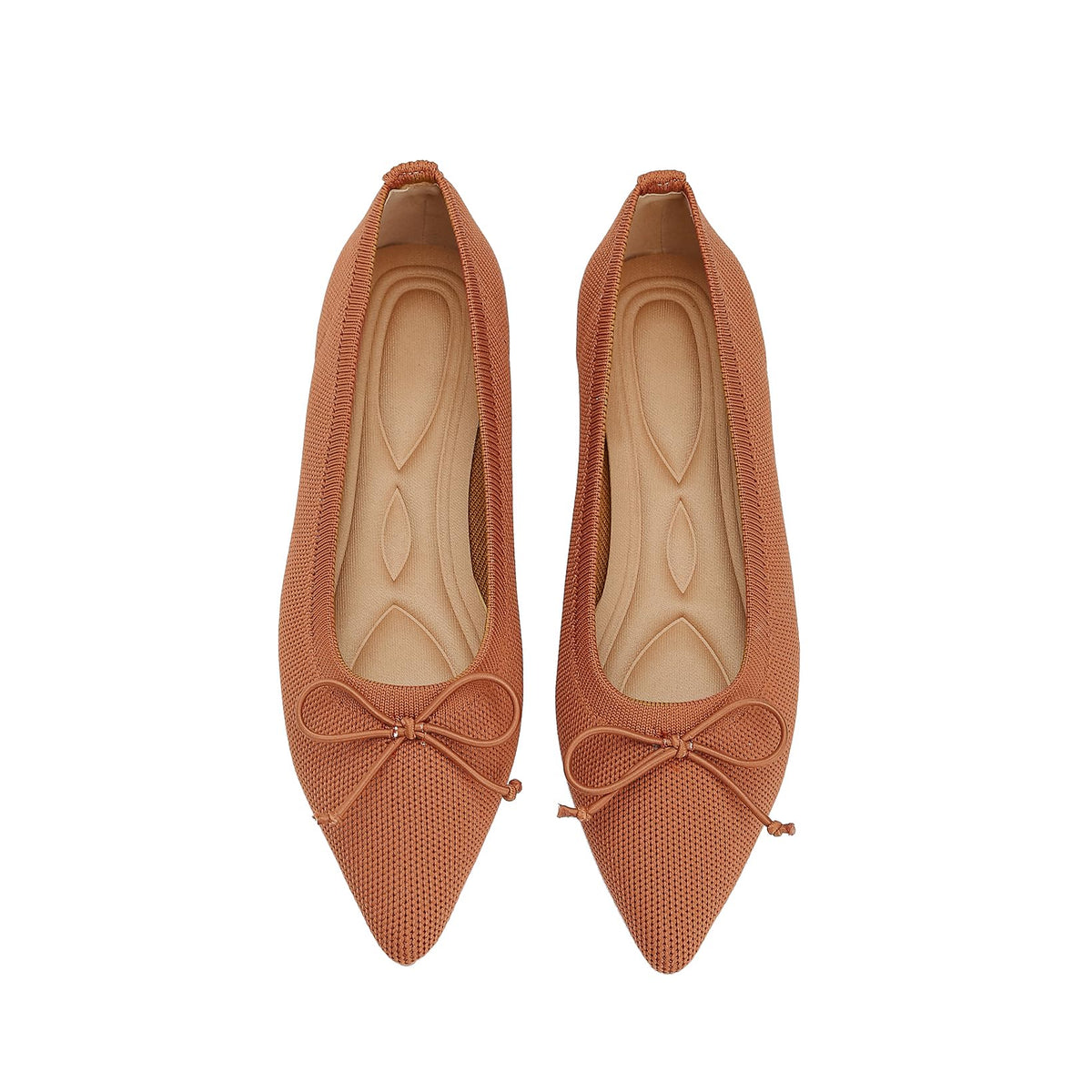 Flats for Women Pointed Toe Knit Foldable Ballet Flat Shoes | Stretch knit upper,built-in arch support,cushioned insole,foldable lightweight design,non-slip sole,office and casual wear