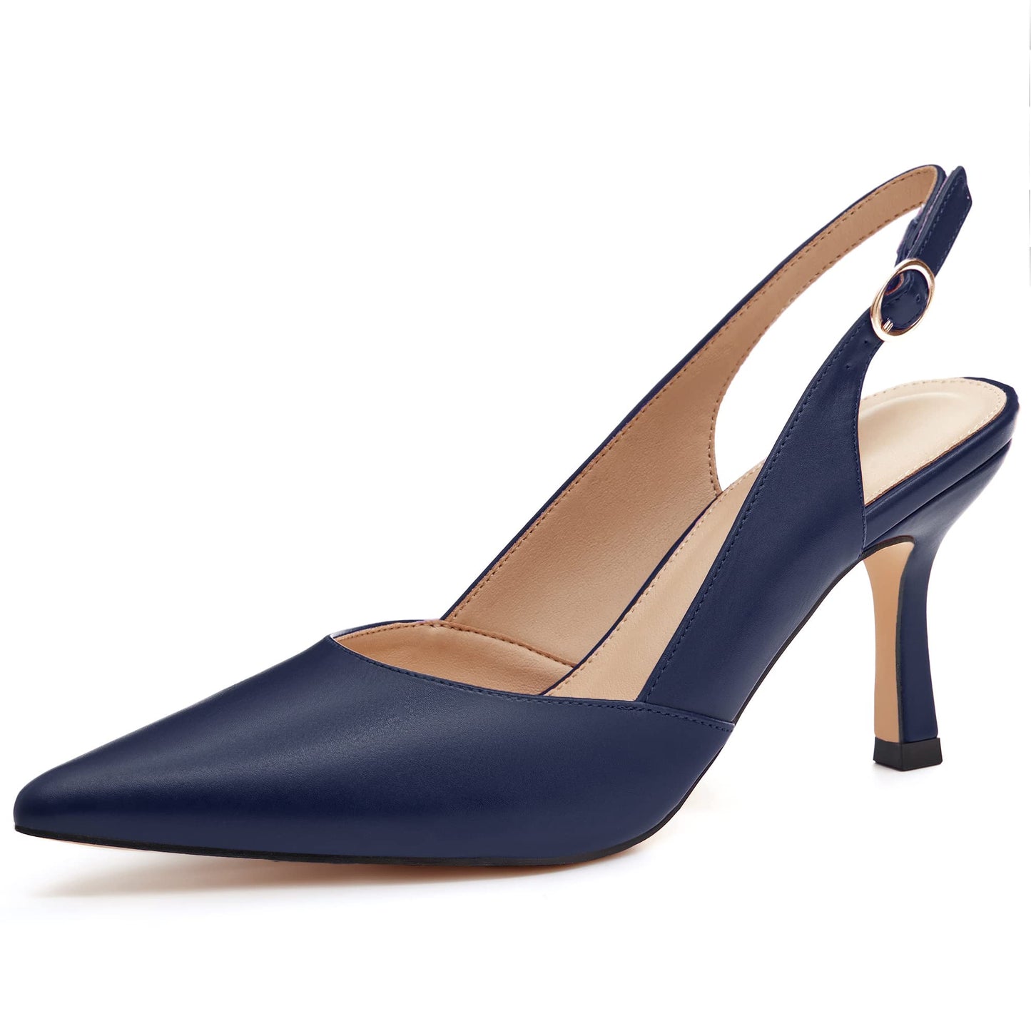Rilista Women's Slingback Kitten Heels Closed Pointed Toe Backless Wedding Party Dress Pumps Shoes