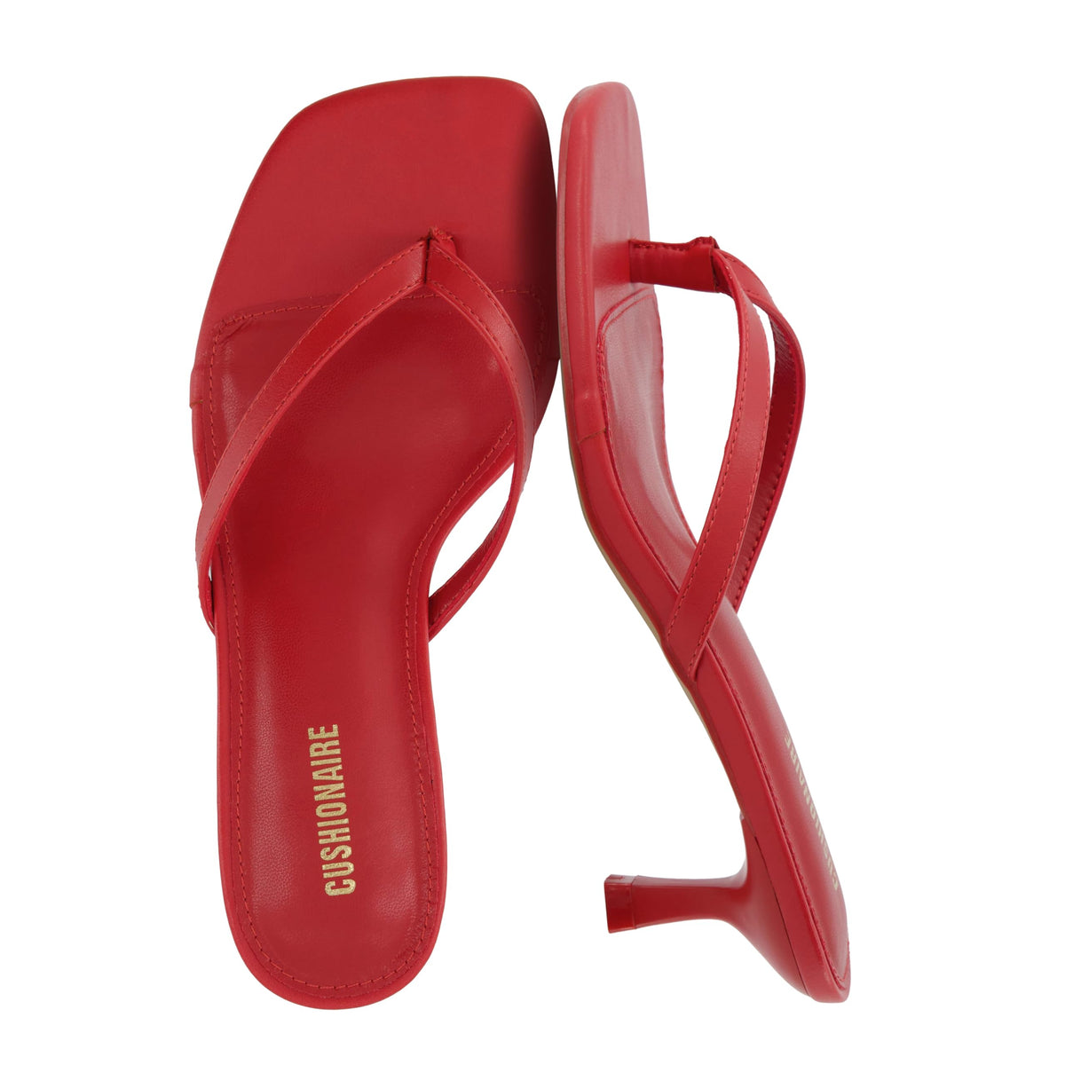 CUSHIONAIRE Miami Kitten Heels for Women, Thong Flip Flop Heeled Sandals with Memory Foam, Slip On Dressy Sandal