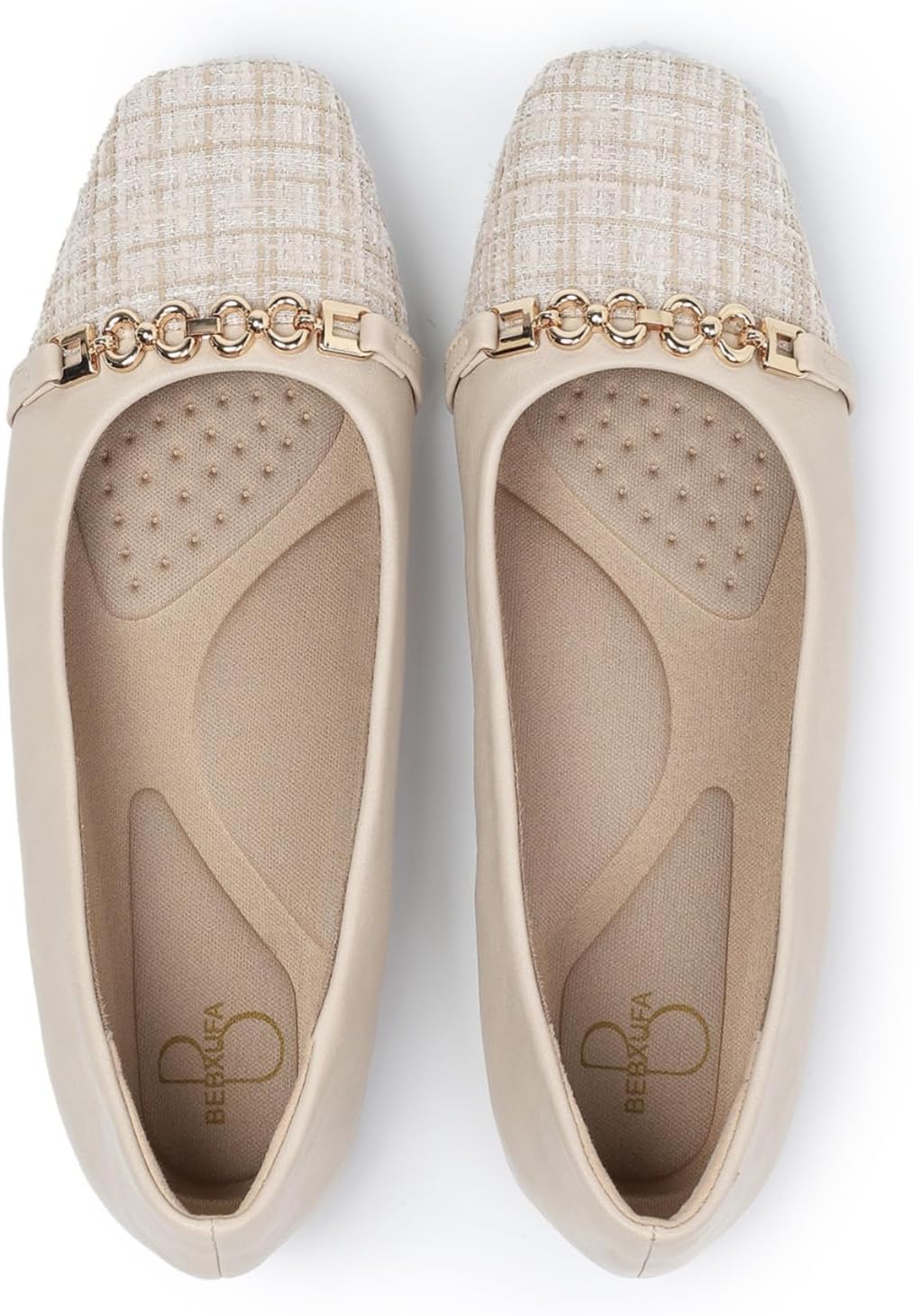 Dressy Flats for Women Square Toe Ballet Flats Comfortable Slip On Work Shoes Arch Support Office & Formal