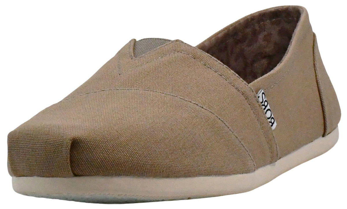 Skechers Women's BOBS Plush-Peace & Love Flats | Casual slip on, Memory Foam footbed, Machine Washable, Crafted with 100% vegan materials, Canvas upper