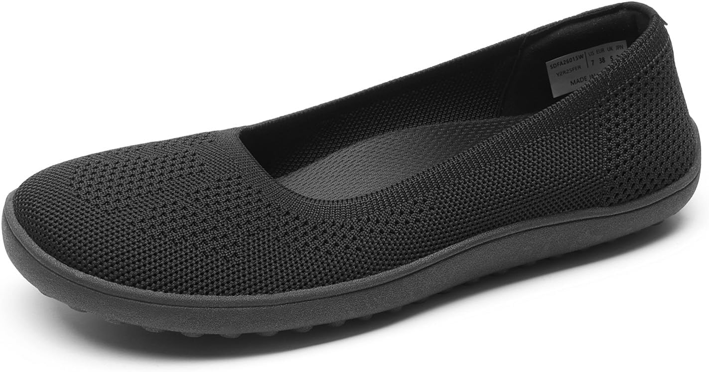 DREAM PAIRS Womens Ballet Wide Toe Arch Support Knit Flats | Foldable, Easy to be Tucked, Non-slip, Breathable Comfort Barefoot Flats Shoes