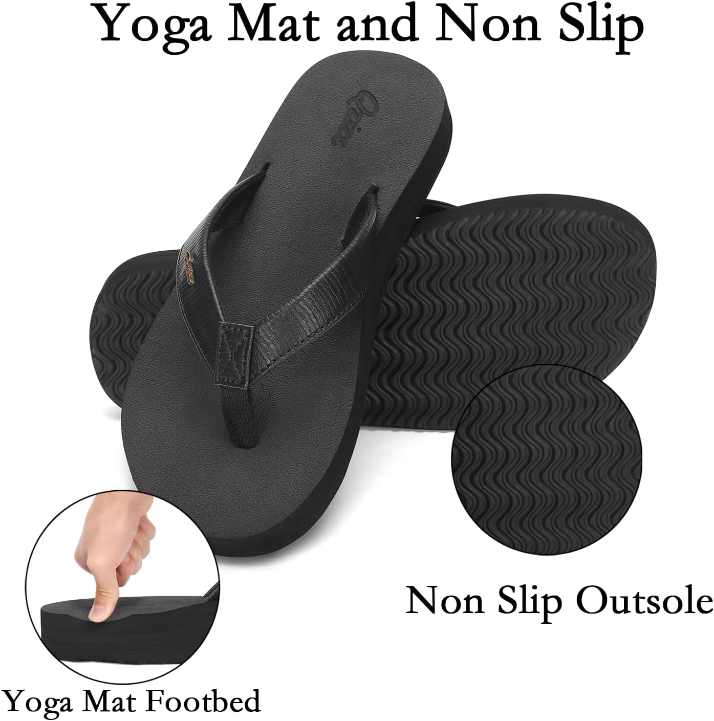 Women's Flip Flops with Arch Support Leather Strap Thong Sandals | Flexible Lightweight Design, Quick-Dry Material, All-Day Comfort for Beach, Pool, Shower, Travel and Everyday Wear