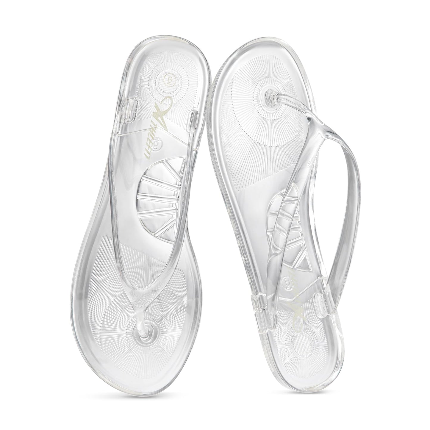 Athlefit Women's Jelly Flip Flops Summer Beach Thong Sandals | Quick-Dry Casual Beach Pool Flat Sandals,Slip On Lightweight Casual Slides,Travel Walking Cute Round Toe Jelly Shoes