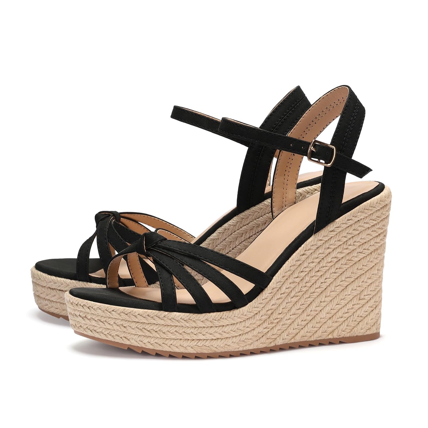 VICKI·VICKI Wedges for Women Platform Sandals Wedge Heels for Sandals Comfortable Summer Espadrille Shoes Ankle Strap&Open Toe