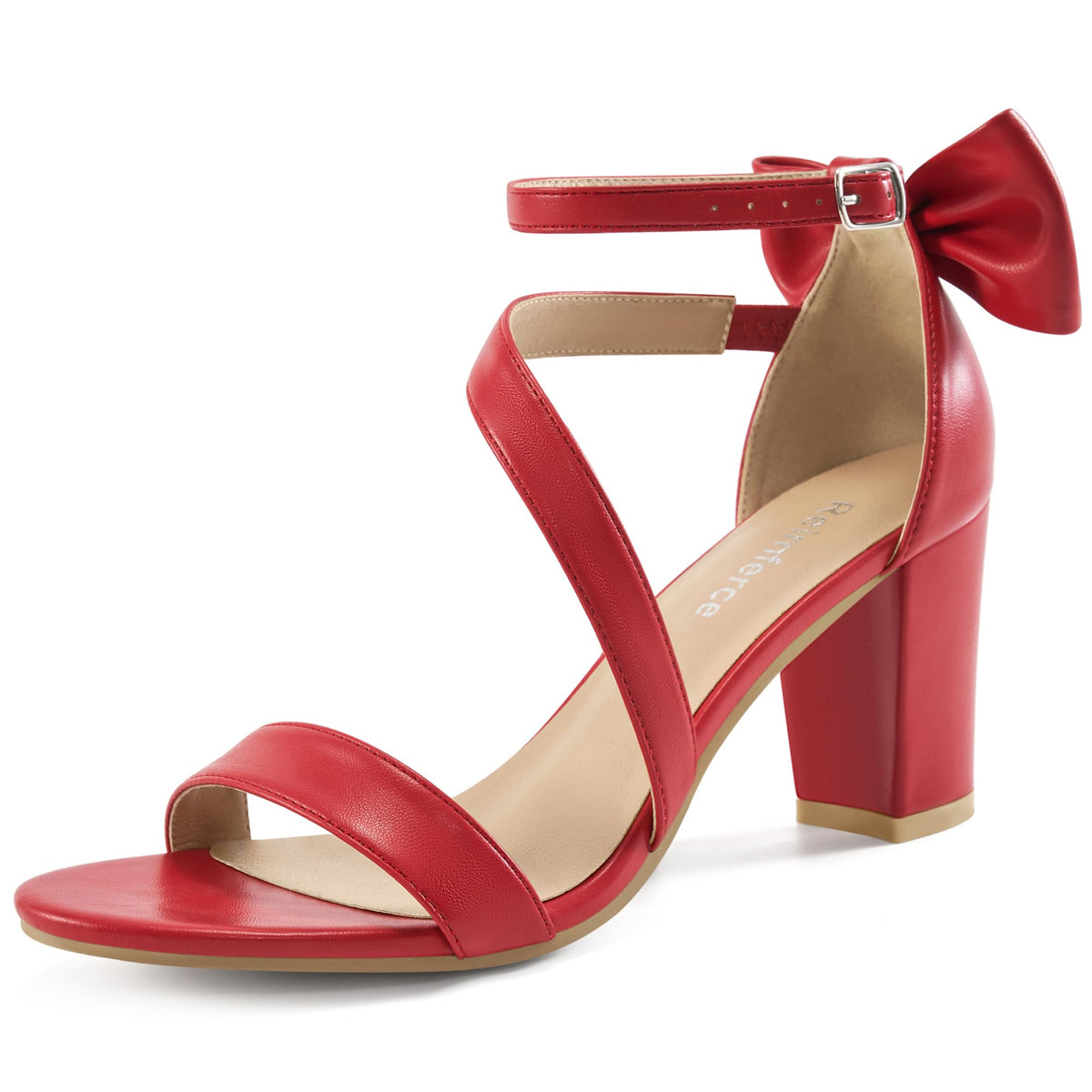Reimferce Comfortable Block Heels for Women: 3.14" Stable Walk for Confidence on Wedding - Elegant Bow Ankle Strap & Cushioned Insole for Bride & Bridesmaids