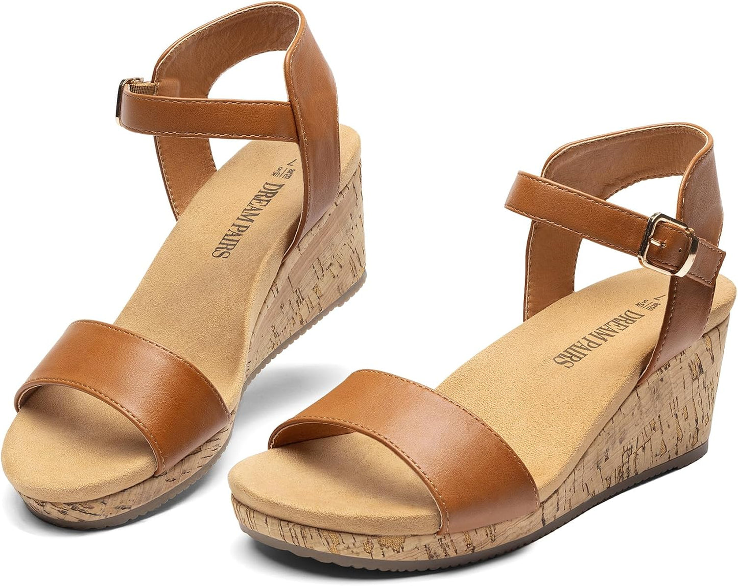 DREAM PAIRS Womens Cushioned Platform Wedge Sandals | 3inch dressy cork wedge heel with soft comfort foam insole non-slip outsole adjustable ankle strap for summer