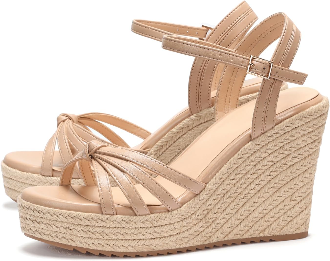 VICKI·VICKI Wedges for Women Platform Sandals Wedge Heels for Sandals Comfortable Summer Espadrille Shoes Ankle Strap&Open Toe