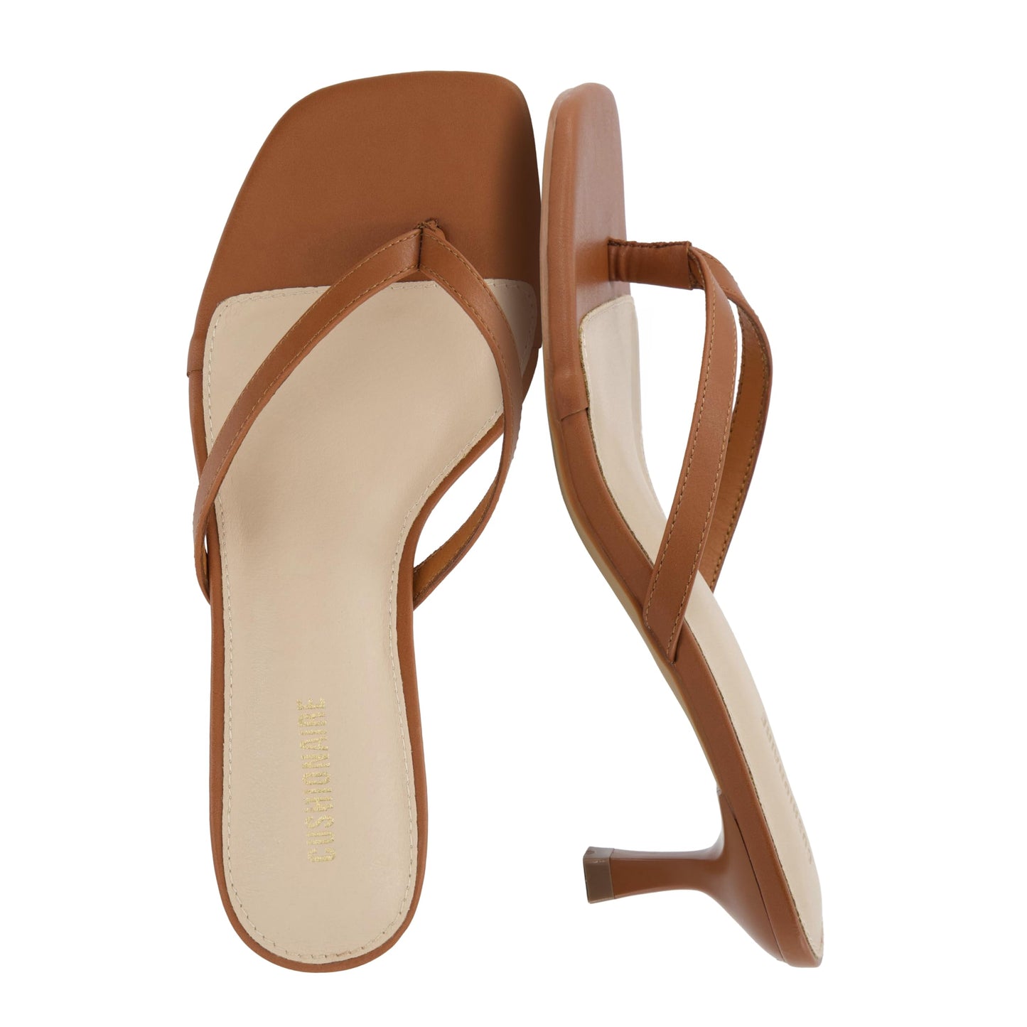 CUSHIONAIRE Miami Kitten Heels for Women, Thong Flip Flop Heeled Sandals with Memory Foam, Slip On Dressy Sandal