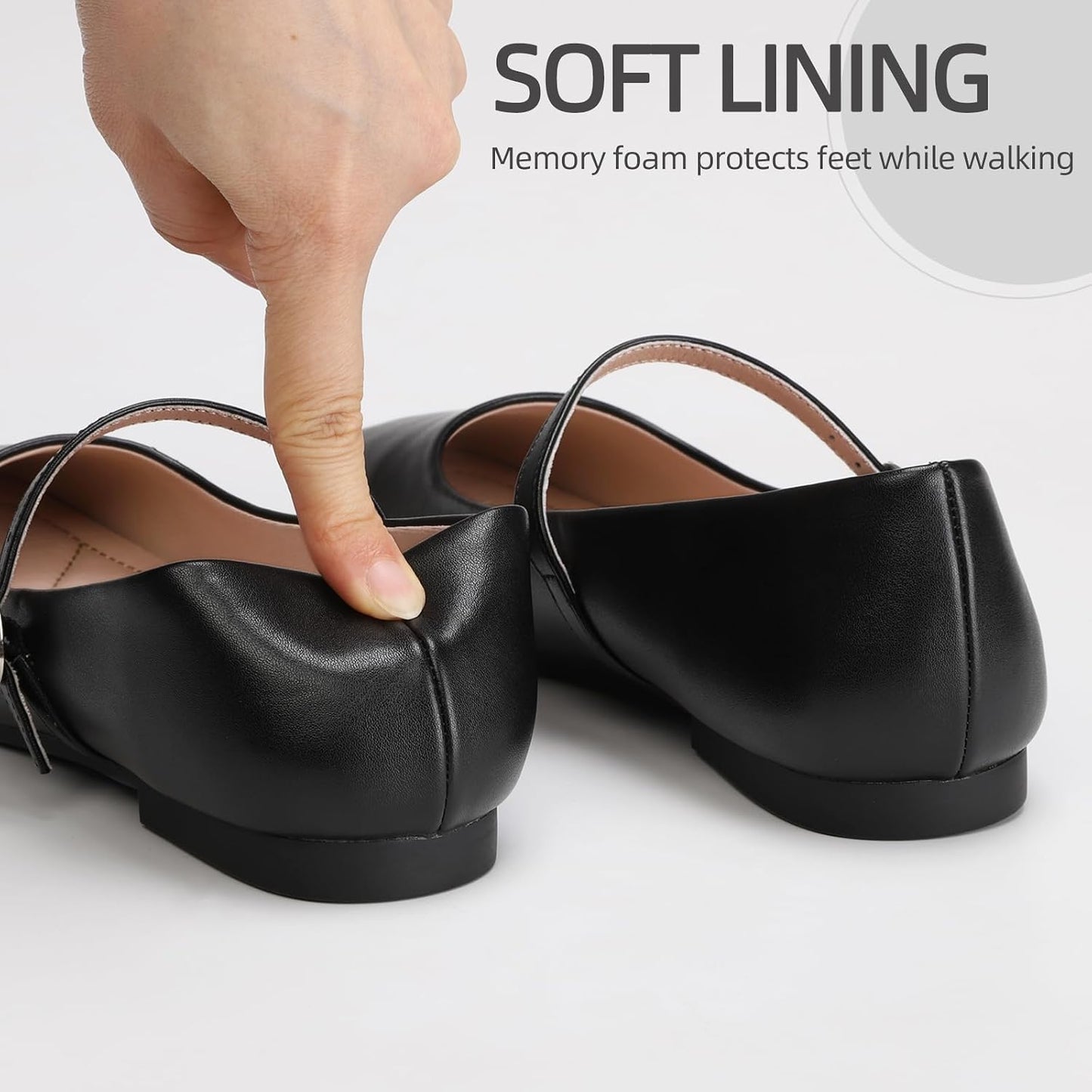 Women‘s Mary Jane Shoes, Ballet Flats for Women, Square Toe Shoes for Women | Comfortable Dressy Adjustable Buckle Strap for Work Office business Casual, Memory Foam PU Sole Slip Resistant Wedding Party