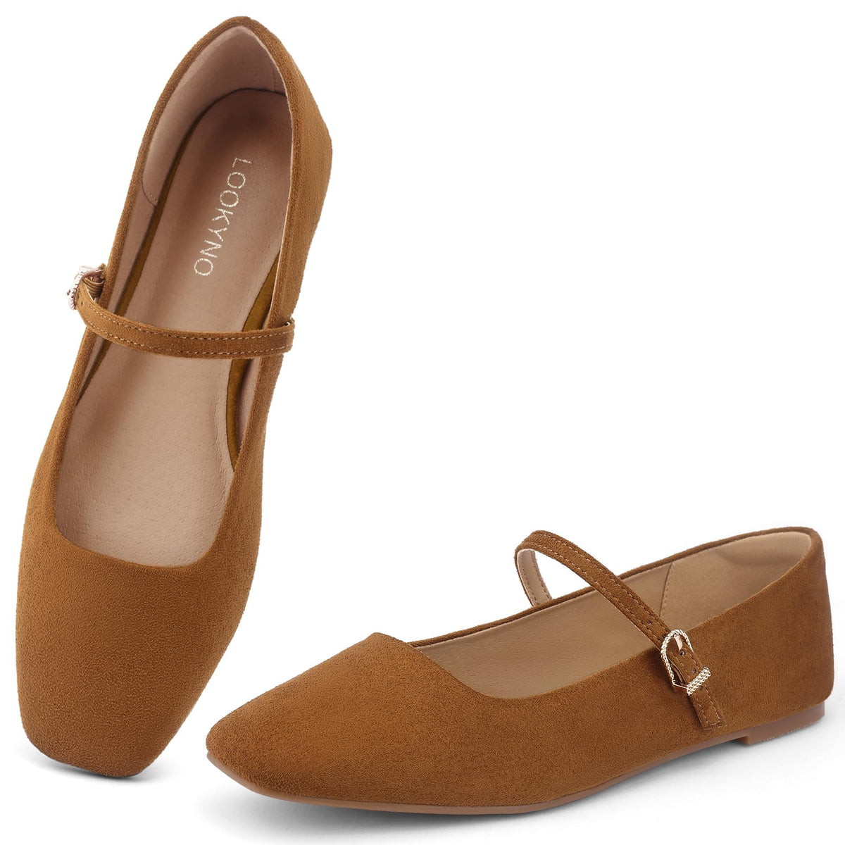 Womens Mary Jane Flats Closed Toe Buckle Strap Square Toe Ballet Flats | Closed Toe, Adjustable Strap, Buckle Closure, Comfortable, Soft PU Leather