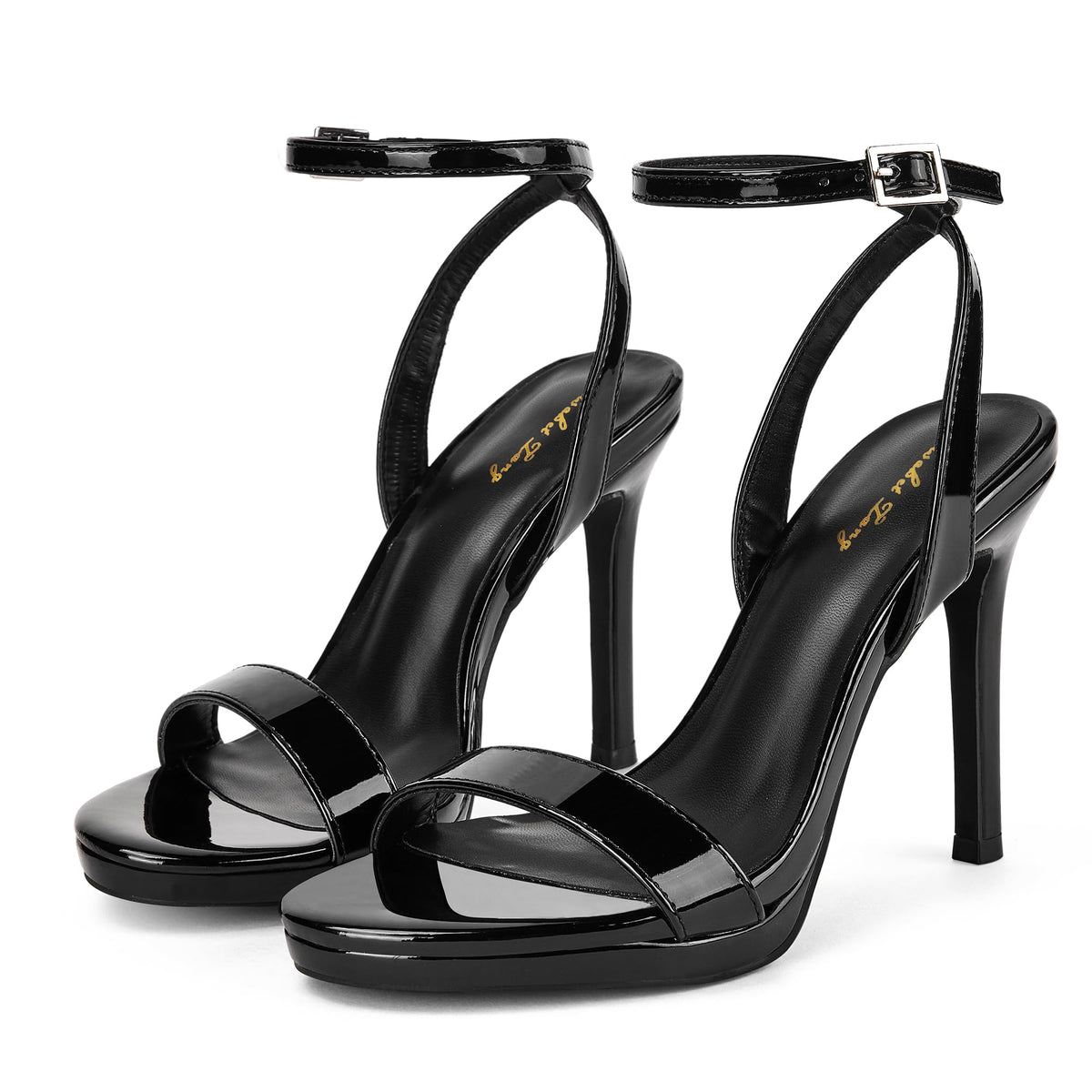 Elisabet Tang Women’s Stilettos Heeled Sandals Open Square Toe Heels,4.3 Inch Open Toe Strappy Sexy High Heels Ankle Strap Buckle Heels for Party Wedding Dress Daily Wear Shoes
