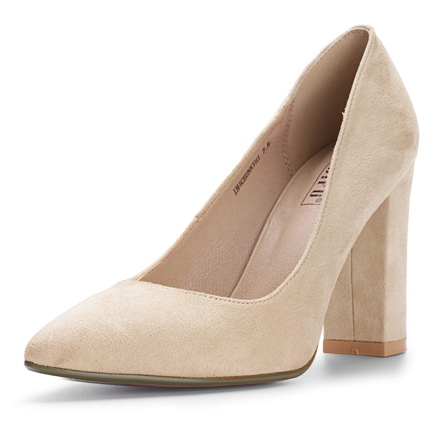 IDIFU Women's IN4 Chunky High Heels Closed Pointed Toe Pumps | Formal Block Heel Office Business Wedding Dress Shoes for Women Ladies