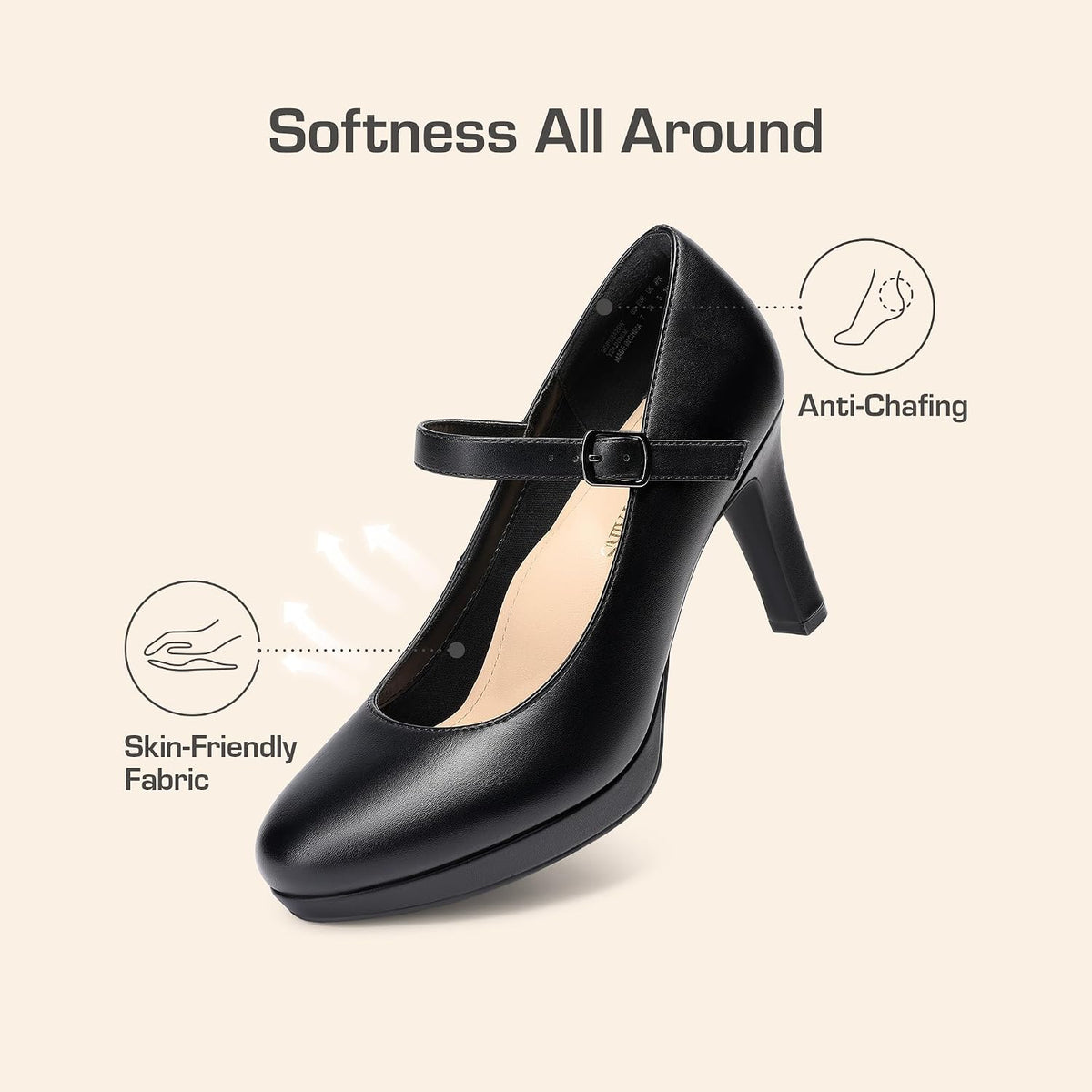 DREAM PAIRS Womens Dressy High Heels Mary Jane Pumps | 3.5" high paltform heel with 3D arch support memory foam resilient latex insole anti-slip grippy TPR sole closed round toe
