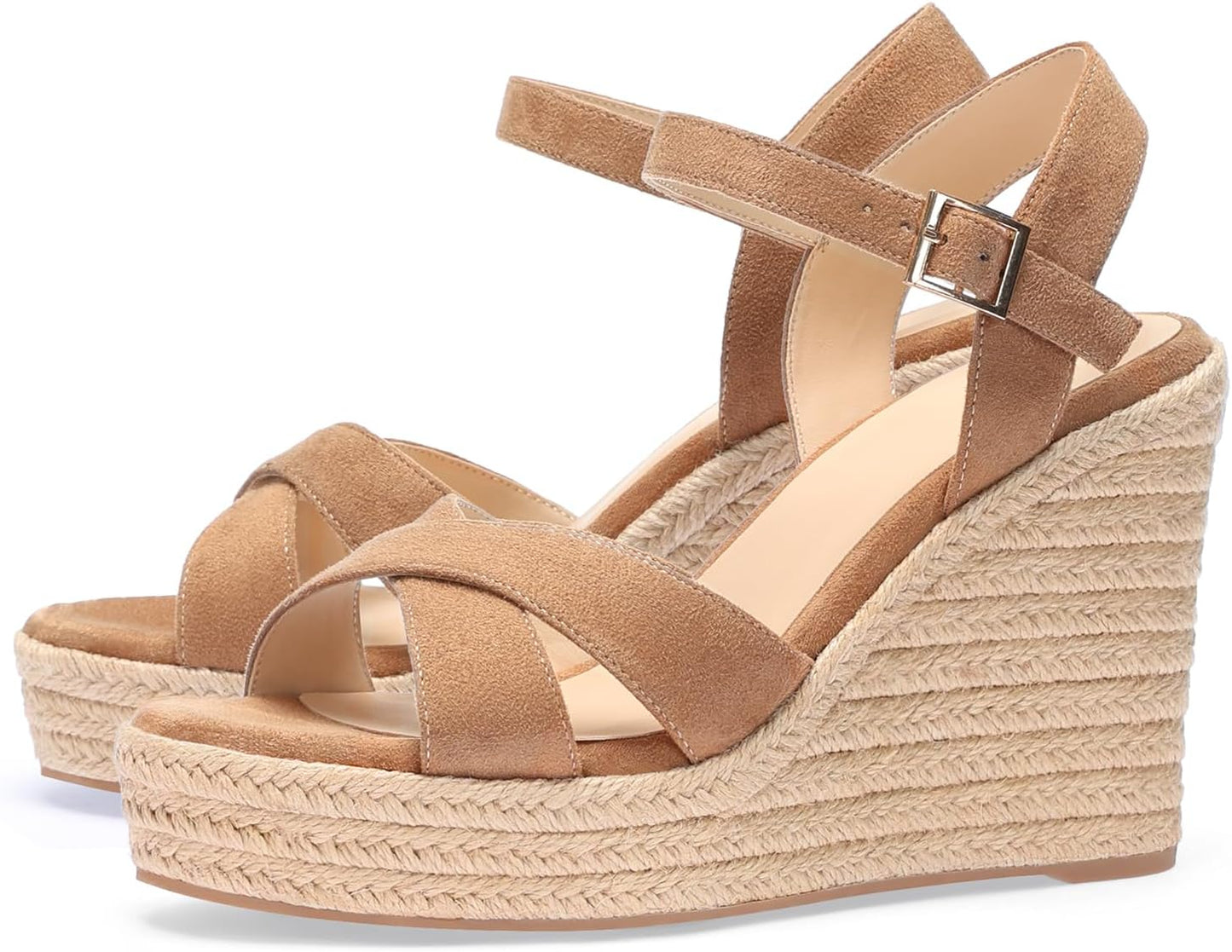 VICKI·VICKI Women's Platform Sandals Wedge Ankle Strap Open Toe Sandals