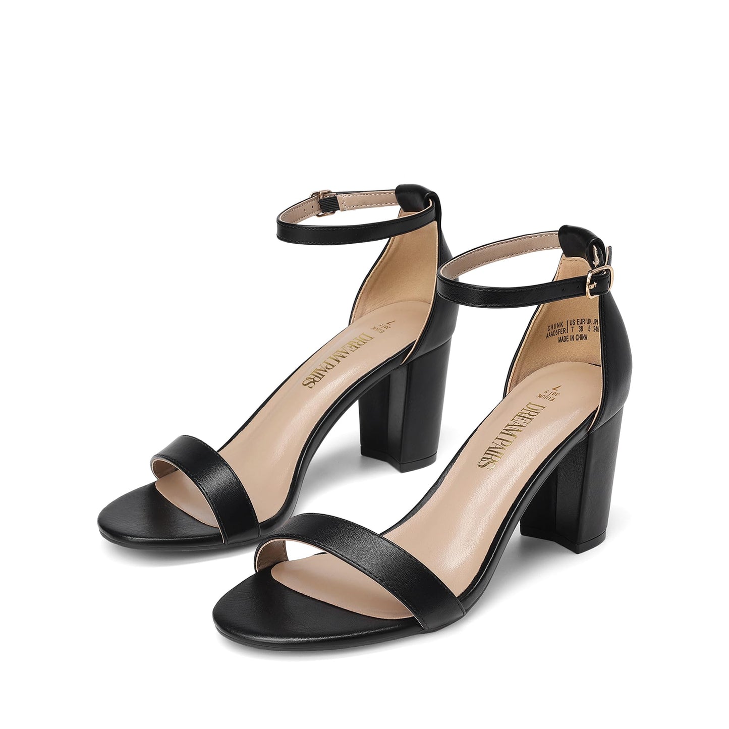 DREAM PAIRS Women's Comfort Block Heel Sandals | Open Toe Adjustable Ankle Strap Chunky Dress Heels, Fashion Heeled Sandals for Prom, Wedding Guest and Formal Events
