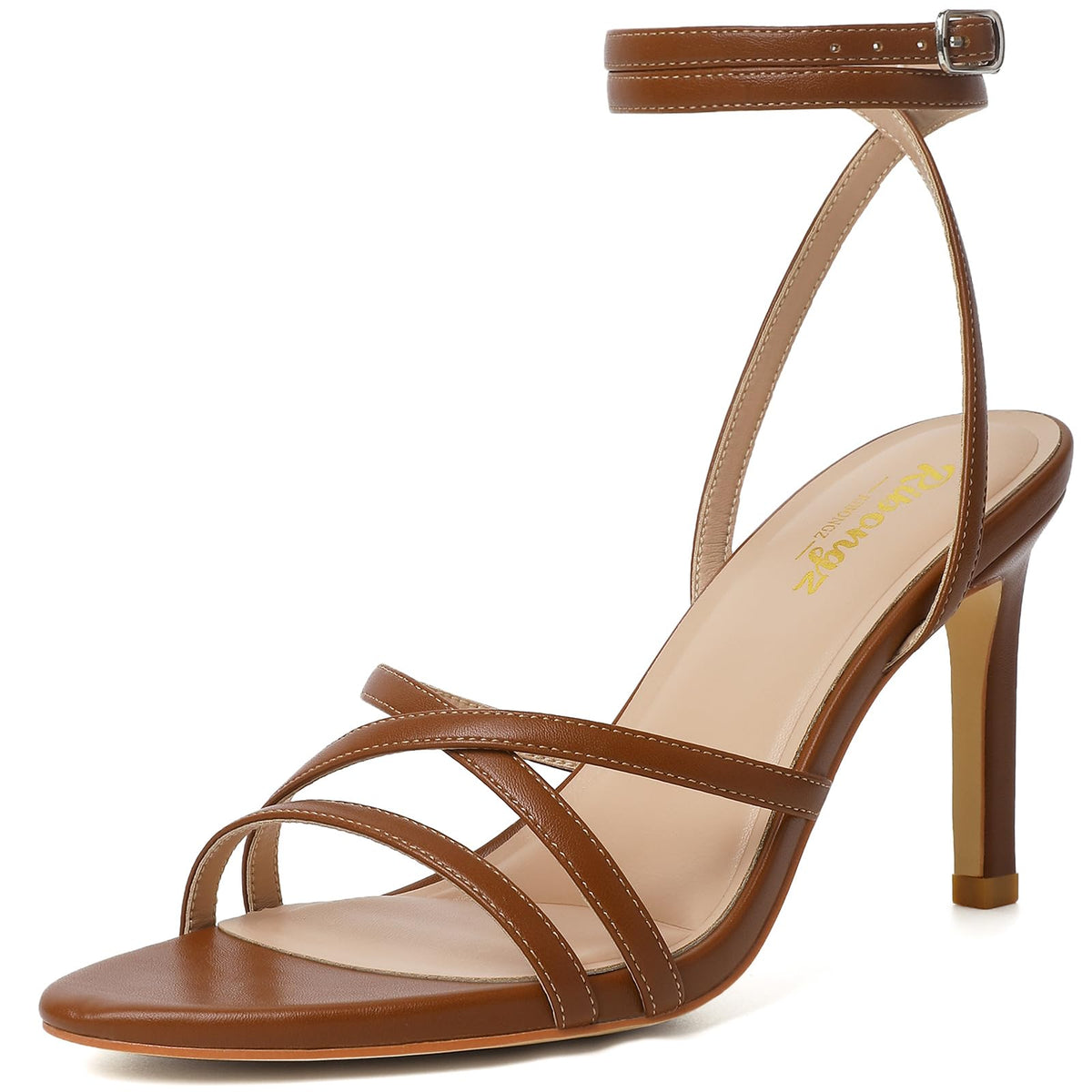 RIBONGZ Block Heels Prom Heeled Sandals for Women Chunky Square Open Toe Strappy High Heels Ankle Strap Wedding Bridal Shoes High Heel Sandals for Party Dress