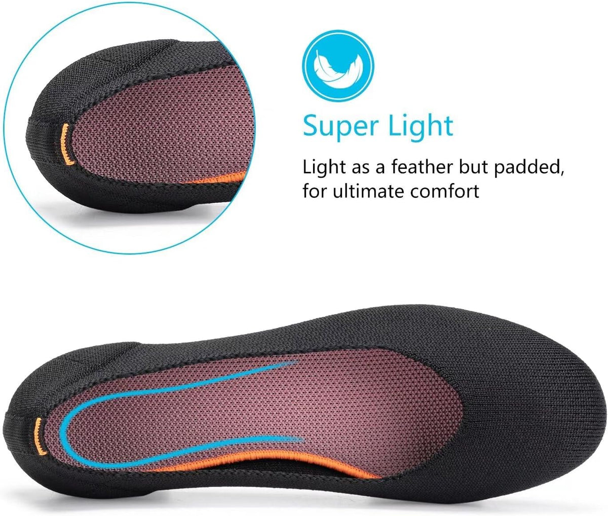 Frank Mully Women’s Ballet Flat Shoes Knit Dress Shoes Round Toe Slip On Ballerina Flats for Woman Low Wedge Comfort Soft