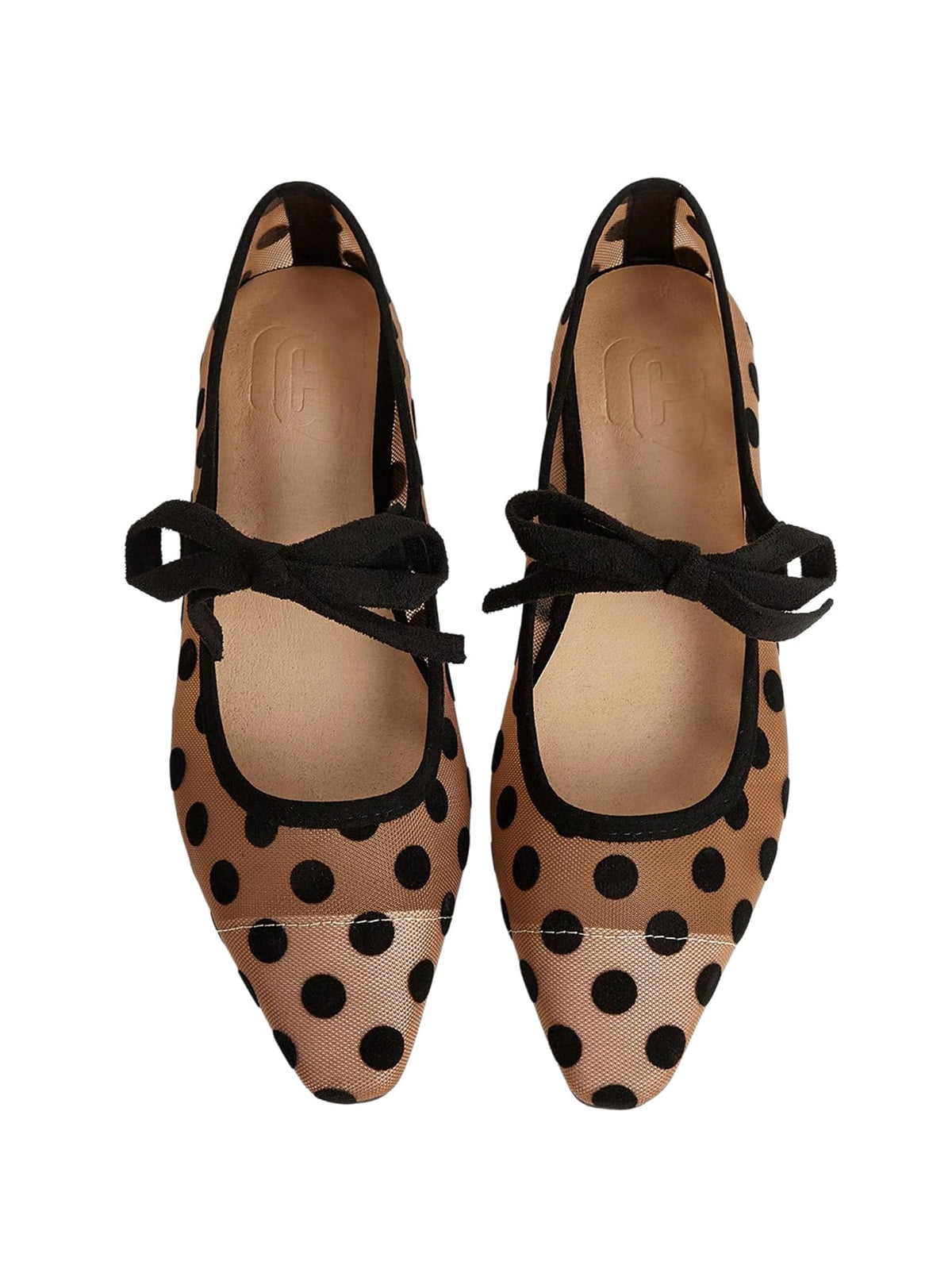 BEAUDRM Women's Polka Dots Mesh Ballet Flats Cute Lace Ballerina Flats | Closed Toe, Square Maryjane Flat, Dressy Casual Work Shoes, Leopard, Lace, Floral, Wedding