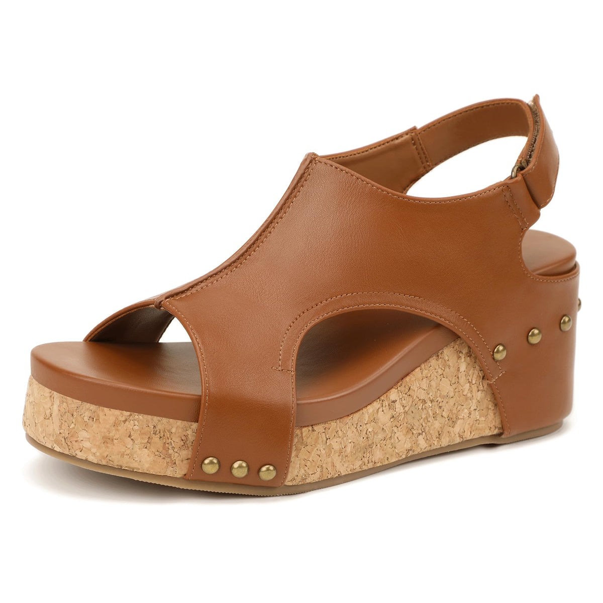 IDIFU IN3 Women's Platform Wedge Sandals Cork Open Toe Comfortable Sandal | Casual Dressy Summer Lightweight Adjustable Slingback Platform Wedge Shoes Sandals