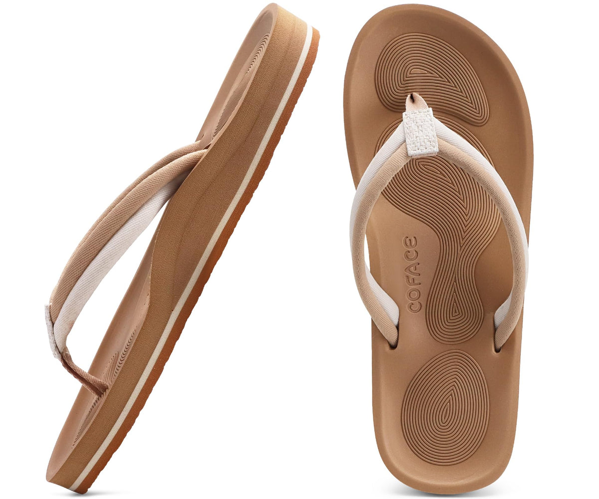 COFACE Flip Flops For Women with Arch Support Comfortable Yoga Mat Orthopedic Sandals Lightweight Womens Flip-Flop