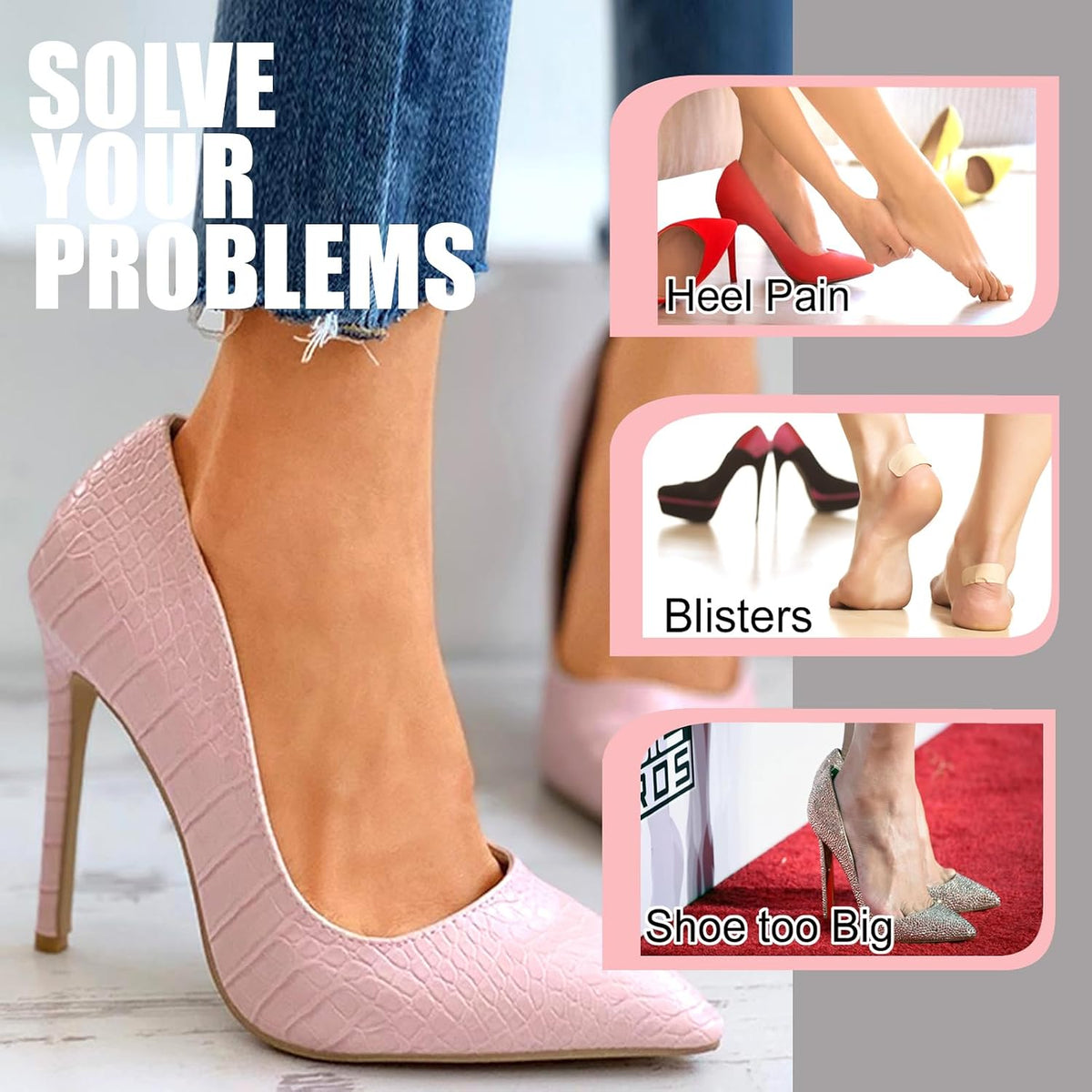 6 Pairs Heel Grips for Women's Shoes, Heel Pads for Shoes, Shoe Cushions for Women High Heel Comfort Pads - Metatarsal Pads Womens, High Heel Inserts & Shoe Inserts for Women