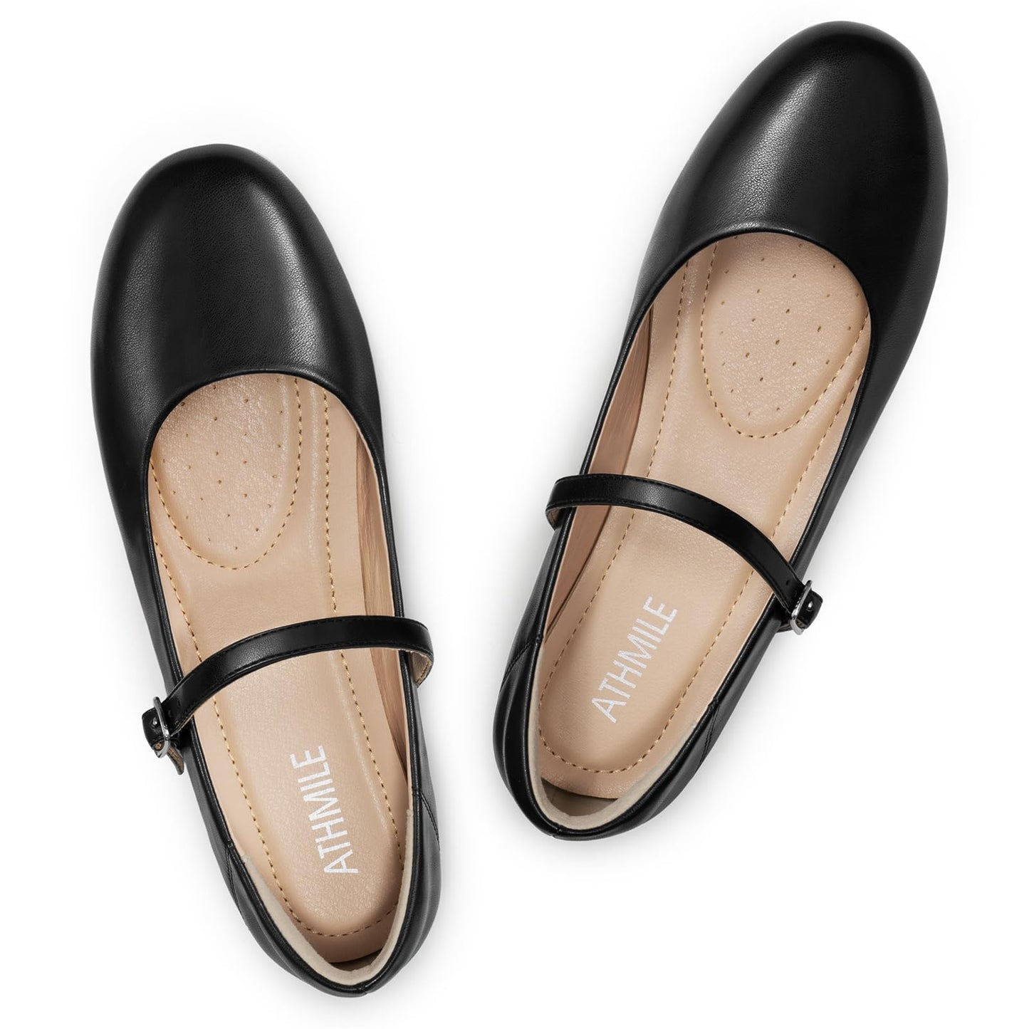 Women‘s Mary Jane Shoes, Ballet Flats for Women, Square Toe Shoes for Women | Comfortable Dressy Adjustable Buckle Strap for Work Office business Casual, Memory Foam PU Sole Slip Resistant Wedding Party