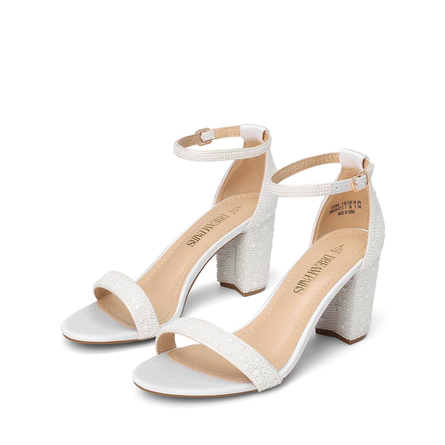 DREAM PAIRS Women's Comfort Block Heel Sandals | Open Toe Adjustable Ankle Strap Chunky Dress Heels, Fashion Heeled Sandals for Prom, Wedding Guest and Formal Events
