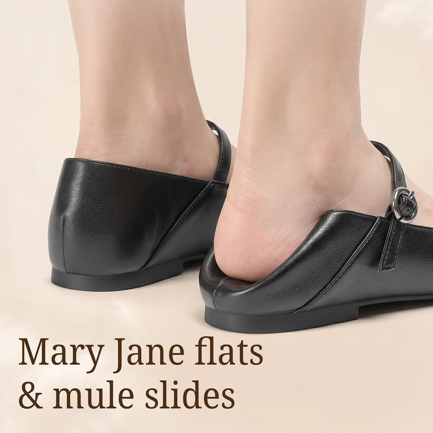 FITORY Mary Jane Shoes Women, Non Slip Work Ballet Flats Business Casual | Black Fall Footwear Comfortable Dressy Office Leopard Print Square Toe Formal Red Closed Toe Church Restaurant