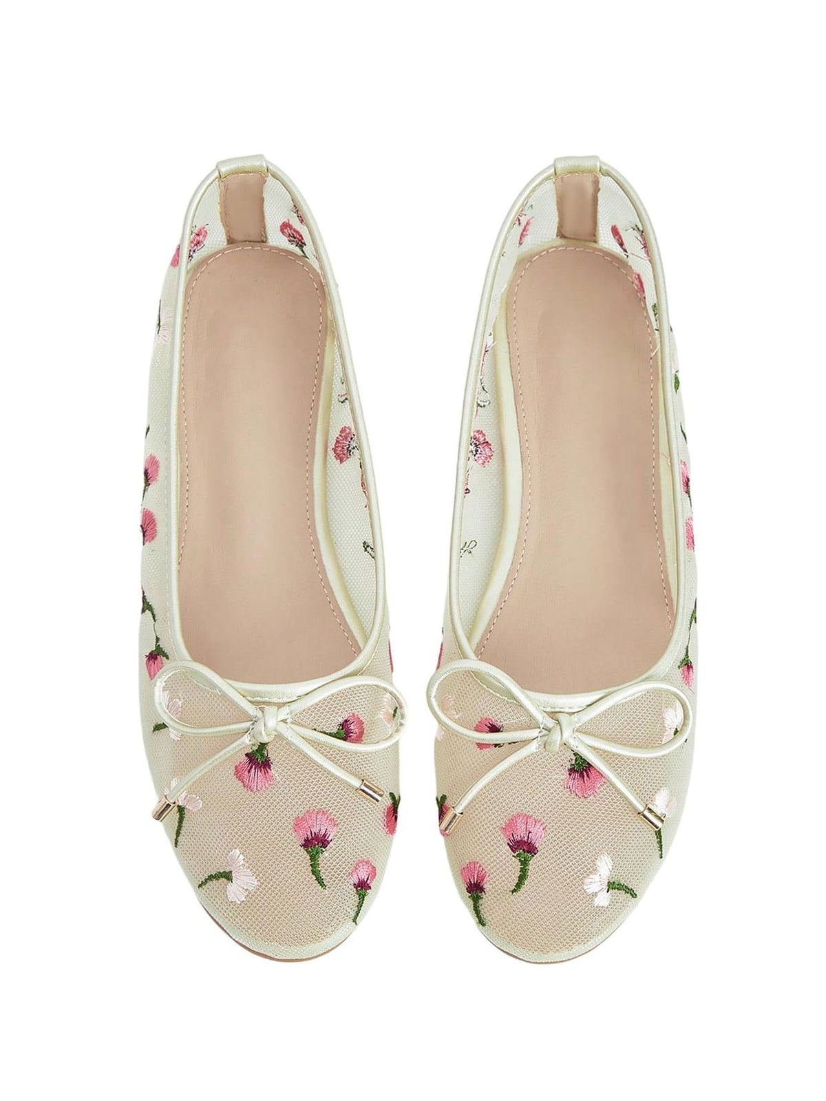 BEAUDRM Women's Polka Dots Mesh Ballet Flats Cute Lace Ballerina Flats | Closed Toe, Square Maryjane Flat, Dressy Casual Work Shoes, Leopard, Lace, Floral, Wedding